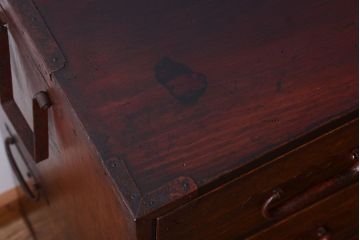 アンティーク家具　古民具・骨董　黒縁最上箪笥(時代箪笥・衣装箪笥)