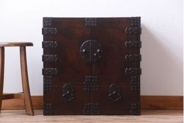 アンティーク家具　和製アンティーク　前面欅玉杢材!米沢帳場小箪笥