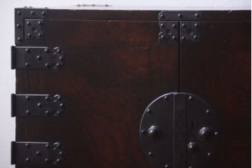 アンティーク家具　和製アンティーク　前面欅玉杢材!米沢帳場小箪笥