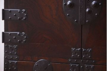 アンティーク家具　和製アンティーク　前面欅玉杢材!米沢帳場小箪笥