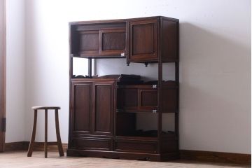 アンティーク家具　和製アンティーク　大正期　唐木材の茶棚(飾り棚)