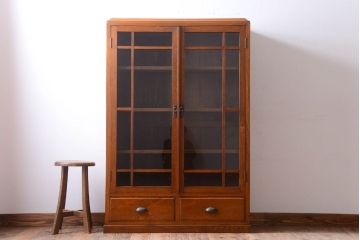 アンティーク家具　和製アンティーク　古い栓材の大きな本箱(収納棚)