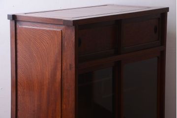 アンティーク家具　古民具・骨董　三方欅材・銅金具!細かな意匠が美しい高級茶箪笥