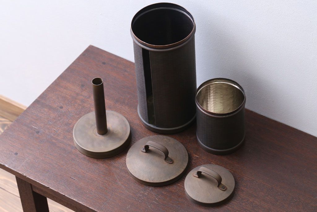 アンティーク雑貨　中古　銅製　キッチンペーパーホルダーと小物入れ2点セット