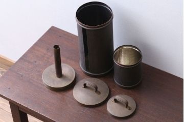 アンティーク雑貨　中古　銅製　キッチンペーパーホルダーと小物入れ2点セット