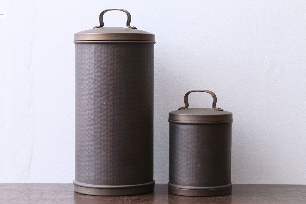 アンティーク雑貨　中古　銅製　キッチンペーパーホルダーと小物入れ2点セット