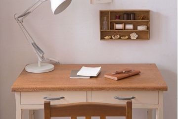 アンティーク家具　アンティークペイント　引き出し2杯付きの上品なシンプル平机(テーブル)