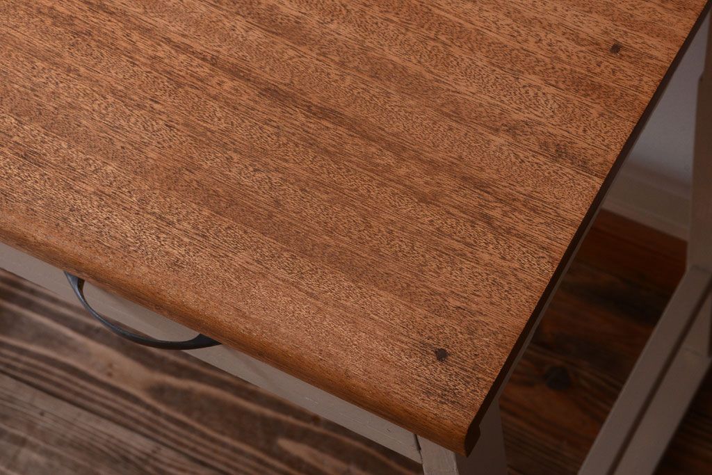 アンティーク家具　アンティークペイント　引き出し2杯付きの上品なシンプル平机(テーブル)