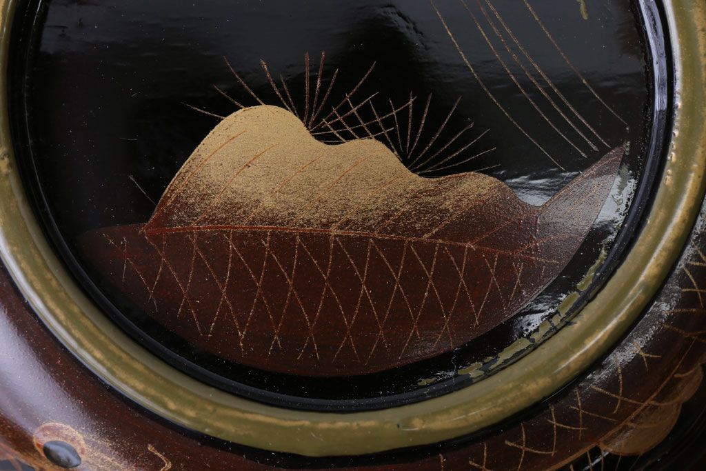 アンティーク雑貨　アンティーク　大正〜昭和初期　鯉の図　木製蒔絵椀2客