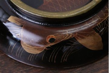 アンティーク雑貨　アンティーク　大正〜昭和初期　鯉の図　木製蒔絵椀2客