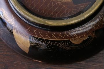 アンティーク雑貨　アンティーク　大正〜昭和初期　鯉の図　木製蒔絵椀2客