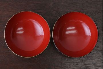 アンティーク雑貨　アンティーク　大正〜昭和初期　鯉の図　木製蒔絵椀2客