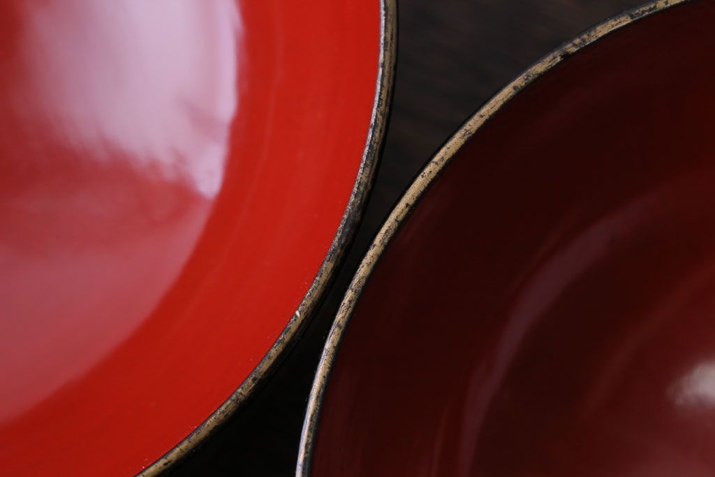 アンティーク雑貨　アンティーク　大正〜昭和初期　鯉の図　木製蒔絵椀2客