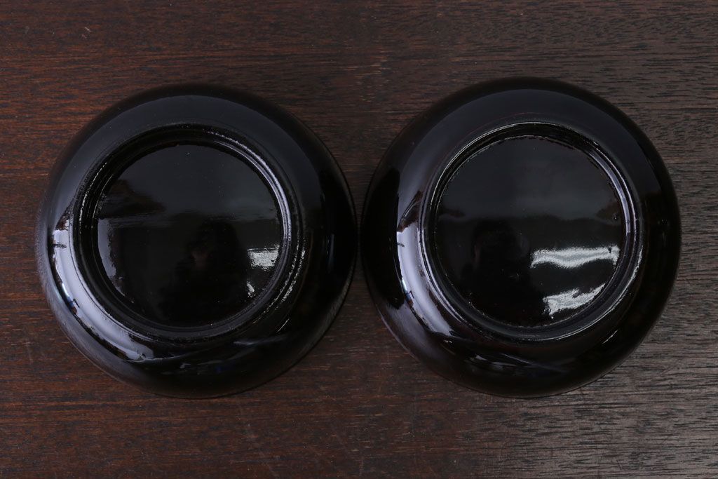 アンティーク雑貨　アンティーク　大正〜昭和初期　鯉の図　木製蒔絵椀2客