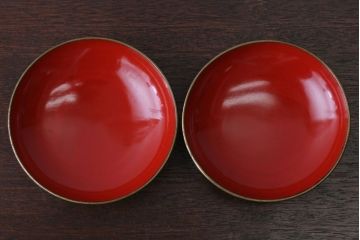 アンティーク雑貨　アンティーク　大正〜昭和初期　鯉の図　木製蒔絵椀2客