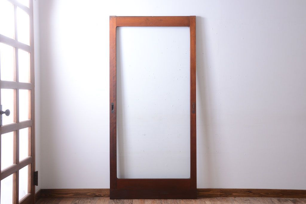 和製アンティーク　古い木の大きなガラス戸(1)