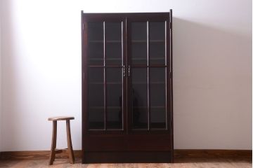 アンティーク家具　和製アンティーク　面取りガラスの上品な古い本箱