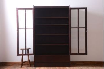 アンティーク家具　和製アンティーク　面取りガラスの上品な古い本箱