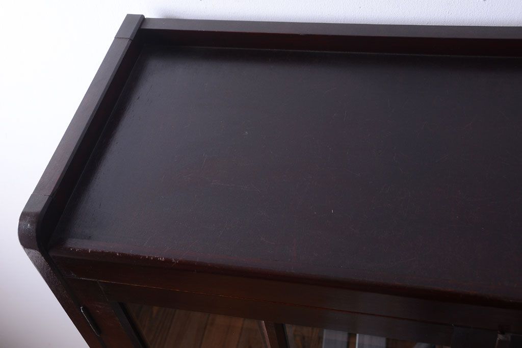 アンティーク家具　和製アンティーク　面取りガラスの上品な古い本箱