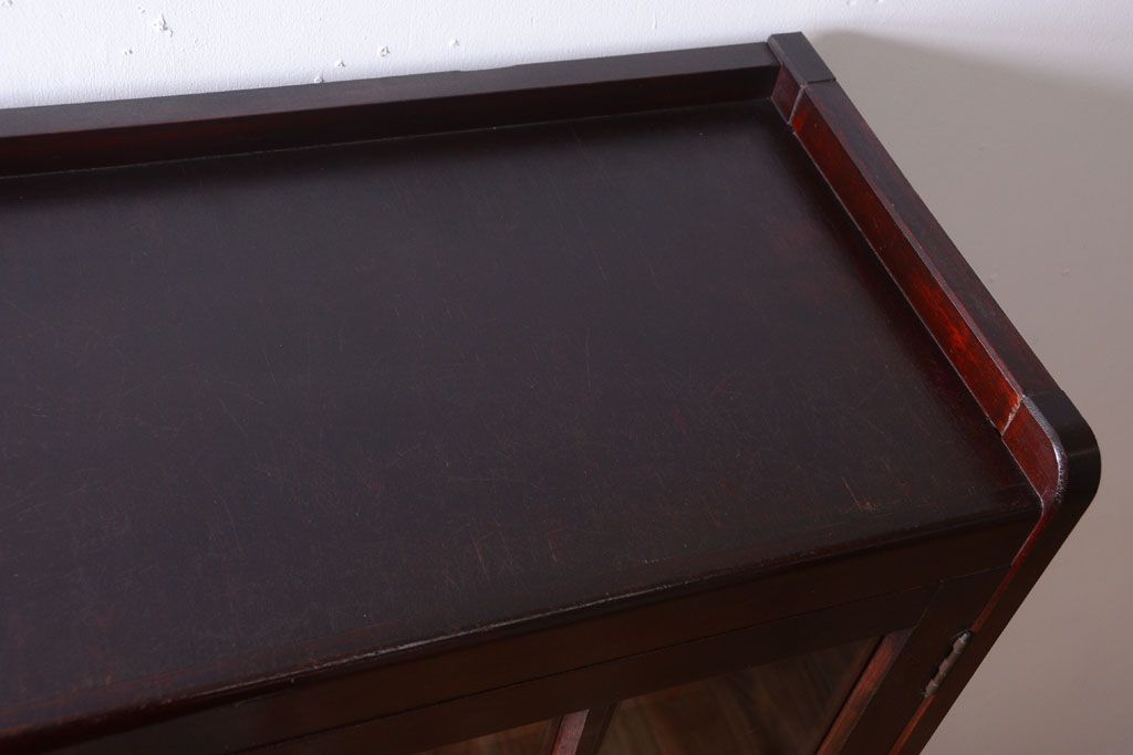アンティーク家具　和製アンティーク　面取りガラスの上品な古い本箱