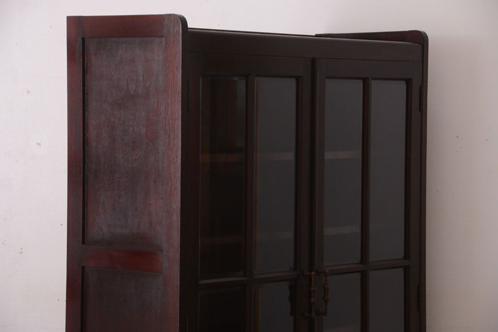 アンティーク家具　和製アンティーク　面取りガラスの上品な古い本箱