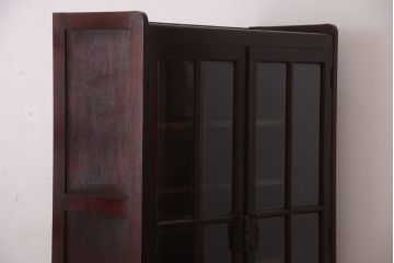 アンティーク家具　和製アンティーク　面取りガラスの上品な古い本箱