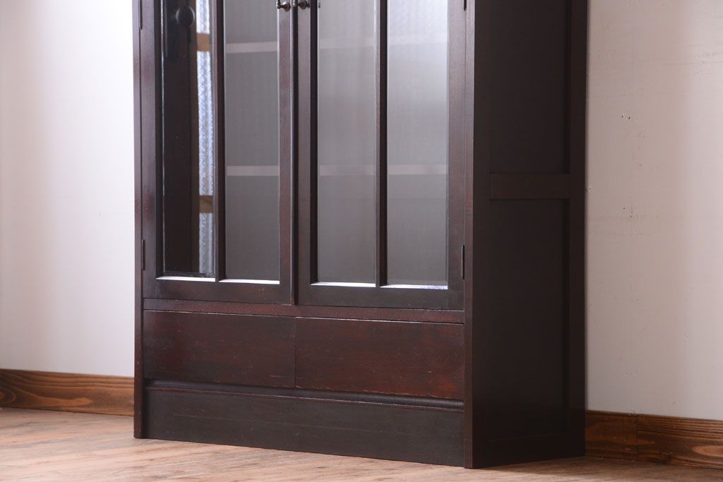 アンティーク家具　和製アンティーク　面取りガラスの上品な古い本箱