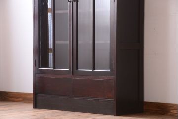 アンティーク家具　和製アンティーク　面取りガラスの上品な古い本箱