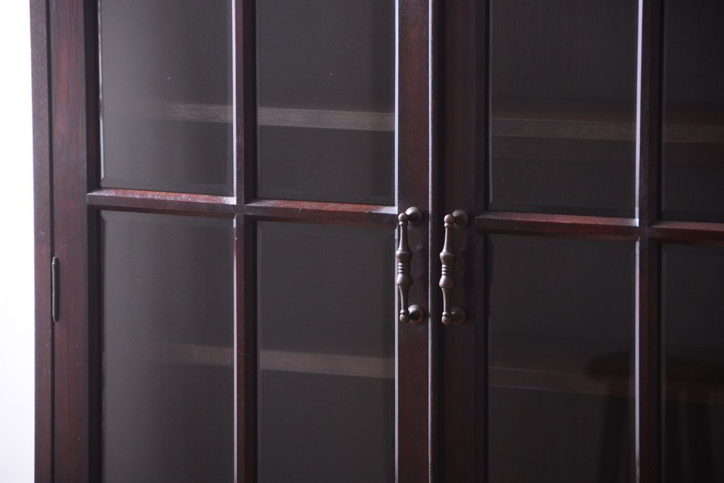 アンティーク家具　和製アンティーク　面取りガラスの上品な古い本箱