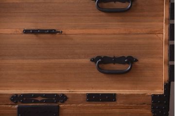 アンティーク家具　古民具・骨董　明治期　最高級!厚手金具のアンティーク木味桐観音重ね箪笥(桐箪笥、桐たんす)