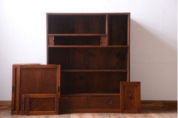 アンティーク家具　和製アンティーク　蛇腹戸付き!古い木の珍しい収納棚(戸棚)