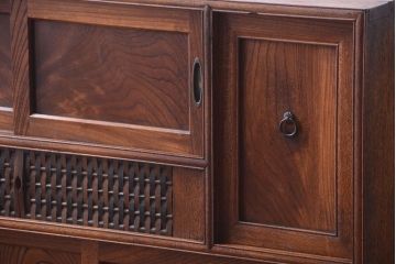 アンティーク家具　和製アンティーク　蛇腹戸付き!古い木の珍しい収納棚(戸棚)