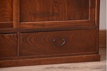 アンティーク家具　和製アンティーク　蛇腹戸付き!古い木の珍しい収納棚(戸棚)