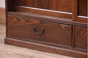 アンティーク家具　和製アンティーク　蛇腹戸付き!古い木の珍しい収納棚(戸棚)