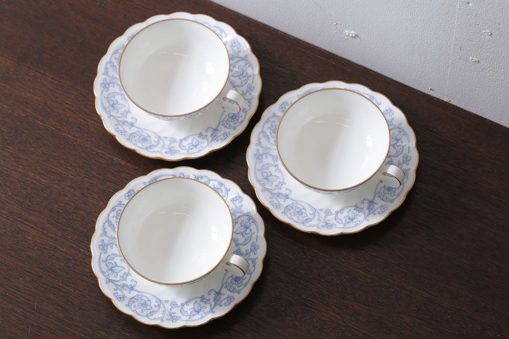 アンティーク雑貨　中古　ノリタケ(Noritake) スタジオコレクション　カップ&ソーサー3客セット(洋食器)