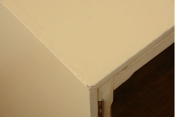 アンティーク家具　アンティークペイント　気泡ガラス戸のおしゃれなローボード