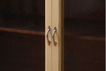 アンティーク家具　アンティークペイント　気泡ガラス戸のおしゃれなローボード