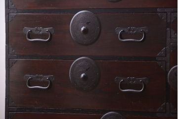 アンティーク家具　古民具・骨董　明治〜大正　前面栗材!アンティーク最上箪笥