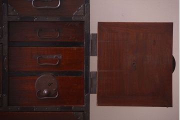 アンティーク家具　古民具・骨董　明治〜大正　前面栗材!アンティーク最上箪笥