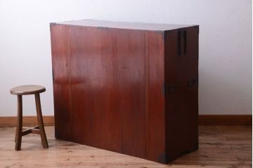 アンティーク家具　古民具・骨董　明治〜大正　前面栗材!アンティーク最上箪笥