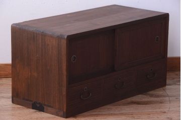 アンティーク家具　和製アンティーク　引き出し3杯付き!古い桐箪笥ローボード