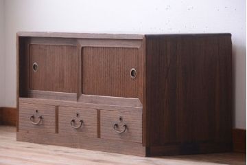 アンティーク家具　和製アンティーク　引き出し3杯付き!古い桐箪笥ローボード