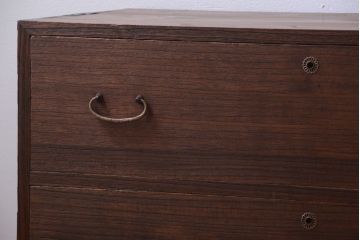 アンティーク家具　和製アンティーク　古い桐材のシンプルな時代箪笥ローボード(衣装箪笥)(1)