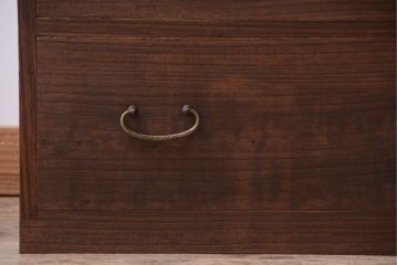 アンティーク家具　和製アンティーク　古い桐材のシンプルな時代箪笥ローボード(衣装箪笥)(1)