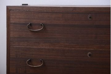 アンティーク家具　和製アンティーク　古い桐材のシンプルな時代箪笥ローボード(衣装箪笥)(2)