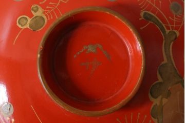 和製アンティーク　松竹梅の朱塗り椀5客セット