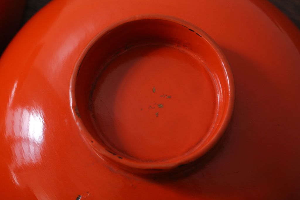 和製アンティーク　松竹梅の朱塗り椀5客セット