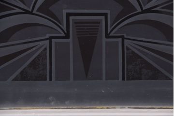 イギリスアンティーク　色ガラス入り!エッチングガラスのおしゃれなペイント明り取り(窓)