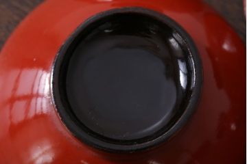 和製アンティーク　松竹梅　朱塗り木製椀5客セット(2)