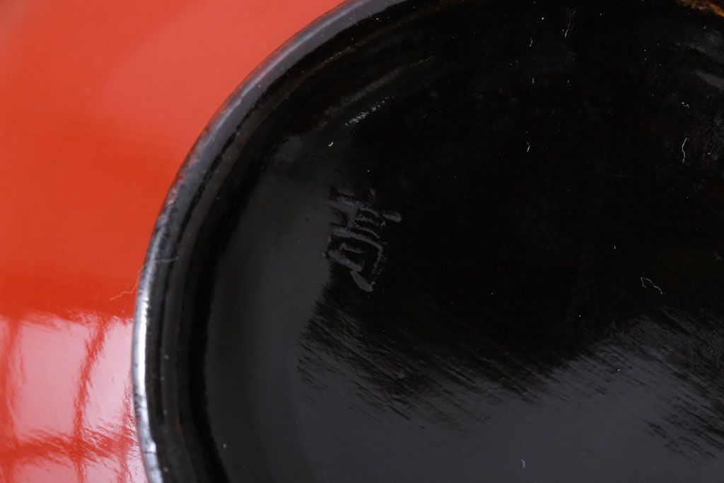 和製アンティーク　松竹梅　朱塗り木製椀5客セット(2)